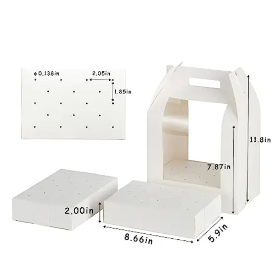 Cake Pop Boxes Packaging, 4 pcs Portable Cake Pop Holder Boxes with 18 Holes Lollipop Display Stand (White) {6}