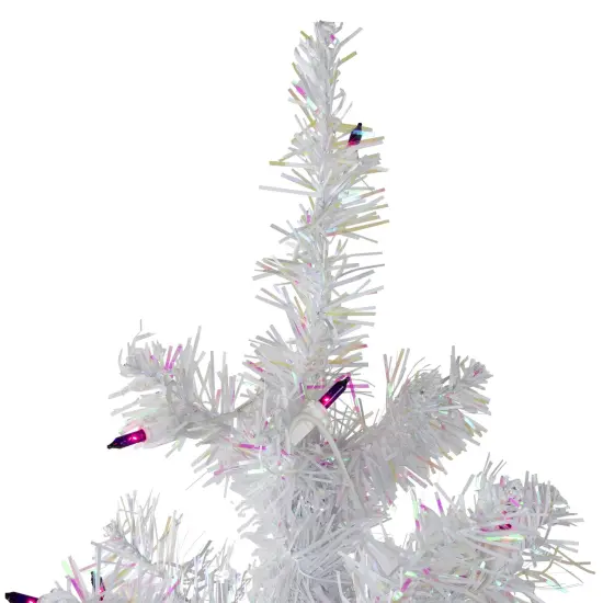 Northlight 4' Pre-lit White Iridescent Pine Artificial Christmas Tree - Purple Lights {6}