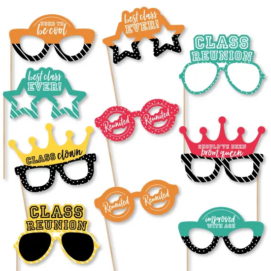 Big Dot of Happiness Class Reunion Glasses - Paper Card Stock School Reunion Party Photo Booth Props Kit - 10 Count {1}