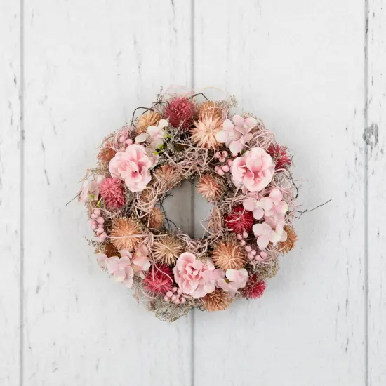 Northlight Mixed Floral Artificial Spring Wreath - 9.75" - Pink {6}