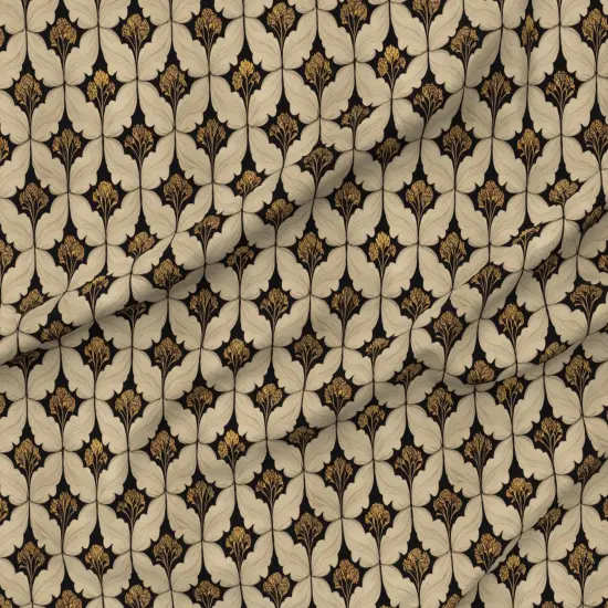 Various Fabrics by the Yard or Fat Quarter Victorian Flowers Art Nouveau Moody Botanical Art Deco William Morris Inspired Leaves Black Beige Custom Printed Fabric by Spoonflower {6}