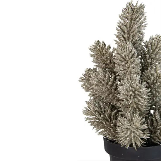 Northlight Potted Metallic Glitter Artificial Pine Christmas Tree - 8.5 - Unlit Gold {3}