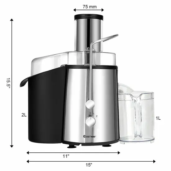 Costway Electric Juicer Wide Mouth Fruit & Vegetable Centrifugal Juice Extractor 2 Speed {3}
