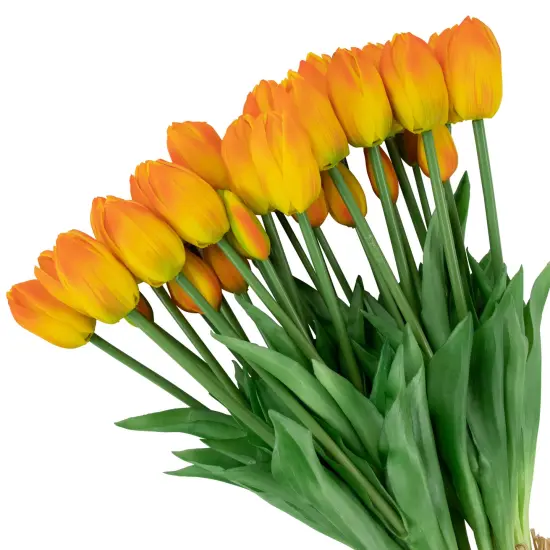 Northlight Real Touch&trade; Orange and Yellow Artificial Tulip Floral Bundles, Set of 6 - 18" {7}