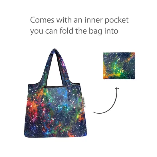 Wrapables Foldable Tote Nylon Reusable Grocery Bag (Set of 2) Galaxy {4}