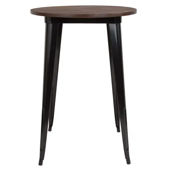 Emma and Oliver 30" Round Wood/Metal Indoor Bar Height Table Silver {5}
