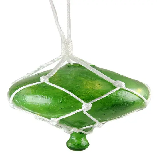 Barcana Lighted Onion Shaped Macrame-Style Christmas Decoration - 11" - Green - Warm White {1}