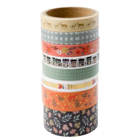 American Crafts Farmstead Harvest Washi Tape 8/Pkg-Gold Foil {3}