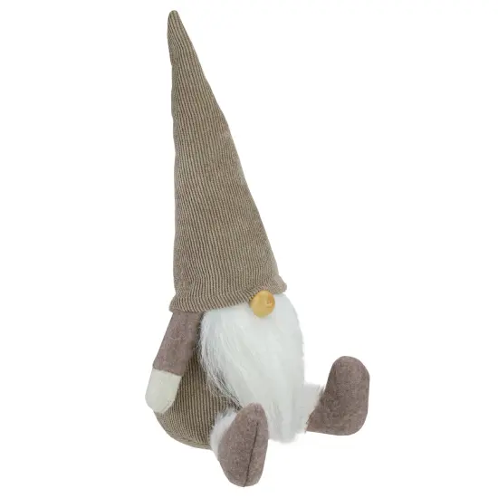 Northlight Plush Sitting Gnome with Corduroy Hat Christmas Figure - 10" - Brown and White {7}