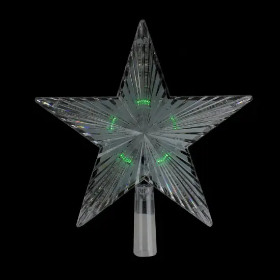 Northlight Lighted Flashing Crystal Star Christmas Tree Topper - 9" - Multicolor LED Lights Clear {3}
