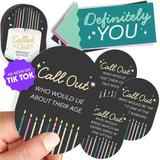 Big Dot of Happiness Called Out Birthday Card Game, Birthday Party Game, Fun Party Card Games, Happy Birthday Card Games, 32 Cards and 10 Arrows {3}