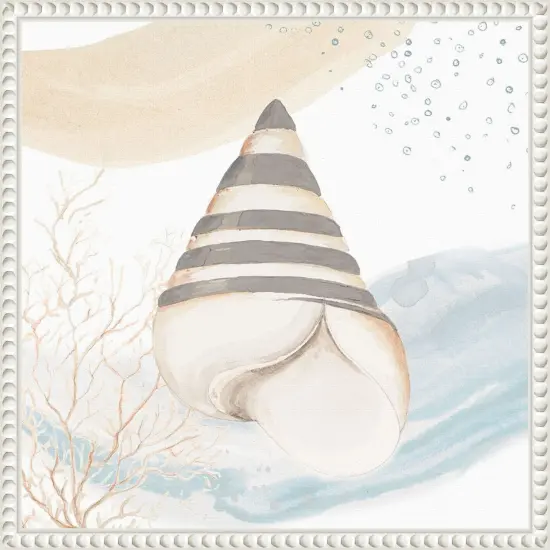 Ocean Oasis Wave Tropical Shell II by Patricia Pinto Framed Canvas Wall Art {1}