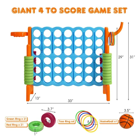 2.5Ft 4-to-Score Giant Game Set Perfect for Indoor-Outdoor Use Orange {4}