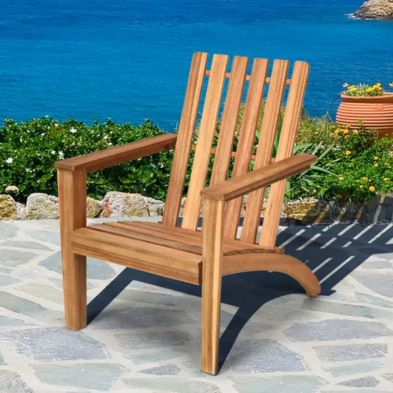 Costway Patio Acacia Wood Adirondack Chair Lounge Armchair sturdy Outdoor Garden Yard {1}