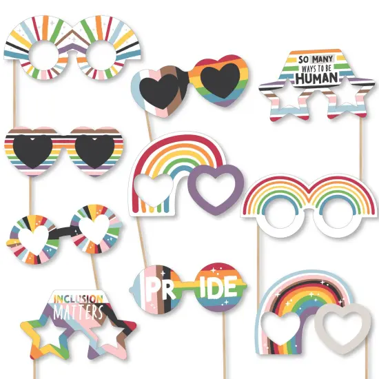Big Dot of Happiness So Many Ways to Be Human Glasses - Paper Card Stock Pride Party Photo Booth Props Kit - 10 Count {1}