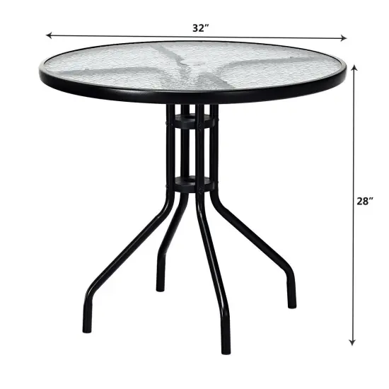 Costway 32''Outdoor Patio Round Table Tempered Glass Top {2}