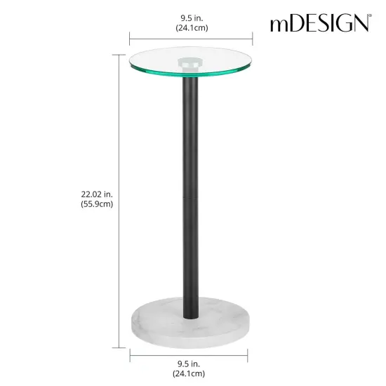 mDesign Metal/Glass Top Round Accent Side/End Drink Table Furniture {3}