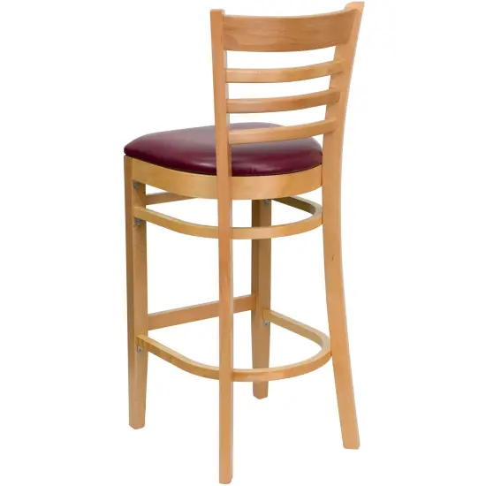 Emma and Oliver Ladder Back Wooden Restaurant Dining Barstool BurgundyVYL/Mahogany {8}