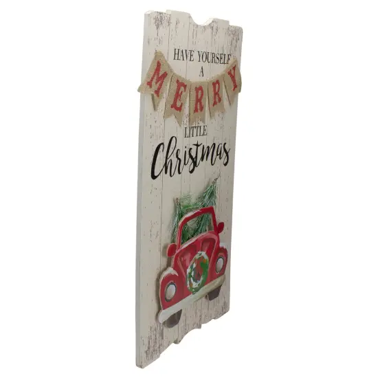 Northlight 24-Inch Lighted Merry Little Christmas Vintage Red Truck Wall Sign Brown {3}