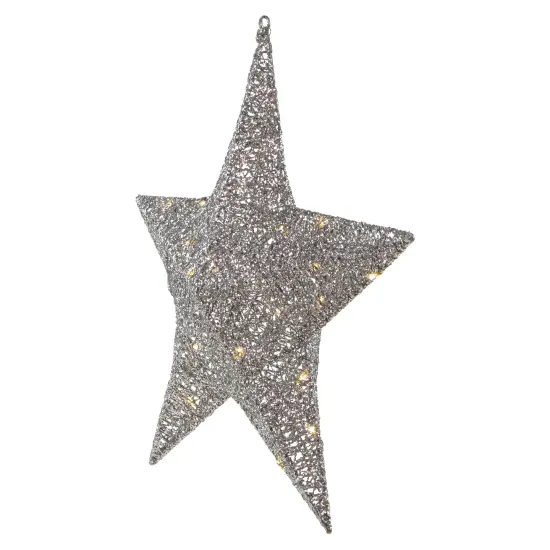 Northlight LED Lighted Hanging Star Outdoor Christmas Decoration - 18" - Silver - Warm White {6}