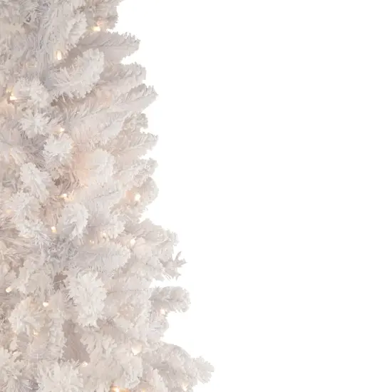 Northlight 6.5' Pre-Lit Medium Flocked Norway Pine Artificial Christmas Tree, Warm White LED Lights {5}