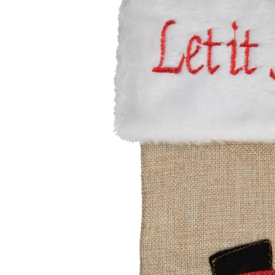 Northlight 19" Beige and Red Burlap "Let It Snow" Snowman Christmas Stocking {5}
