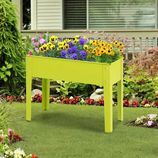 Costway 24" Raised Garden Bed with Legs Metal Elevated Planter Box Drainage Hole Backyard Green/Black {4}