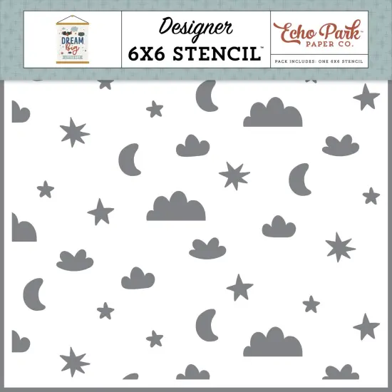 Echo Park Stencil 6"X6"-To The Moon & Back, Dream Big Little Boy {1}