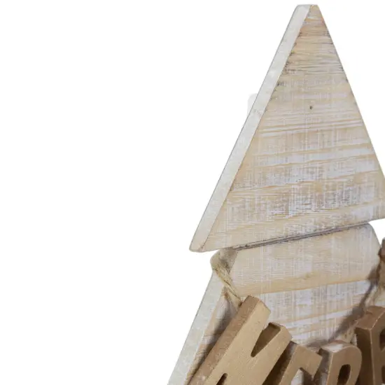 Northlight Wooden Tree "Merry and Bright" Christmas Decoration - 23" - Gold and Red Beige {5}