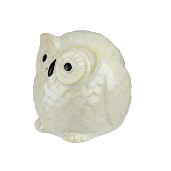 Roman 4.25" Pudgy Pals Wide Eyed Beige and Cream Owl Table Top Decorative Figure Brown {3}