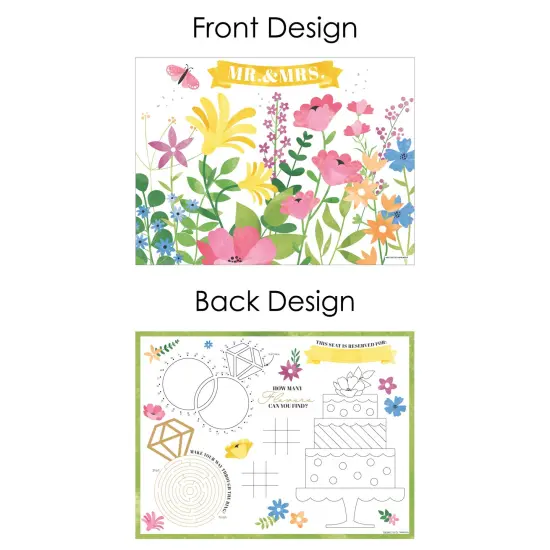 Big Dot of Happiness Wildflowers Bride - Paper Boho Floral Bridal Shower and Wedding Party Coloring Sheets - Activity Placemats - Set of 16 {7}
