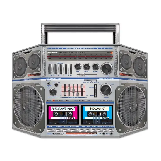 Party Central Pack of 6 Rockin' 80's Cassette Player Boom Box Stand-Up Party Decorations 37" Gray {1}