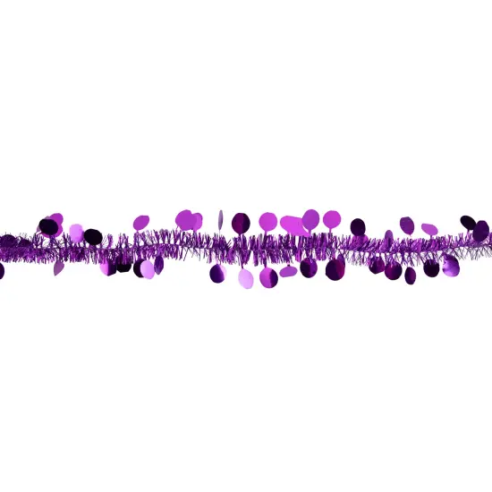 Northlight Tinsel and Polka Dot Commercial Christmas Garland - 50' x 1.5" - Purple - Unlit {4}