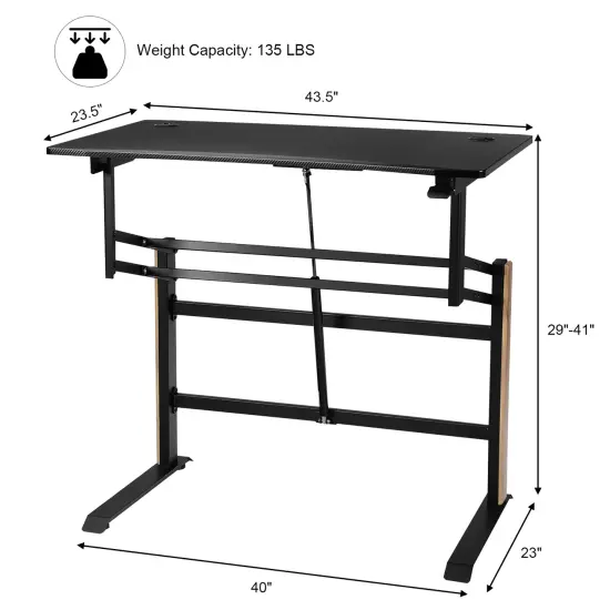Costway Pneumatic Height Adjustable Standing Desk Sit to Stand Computer Desk Workstaion {4}
