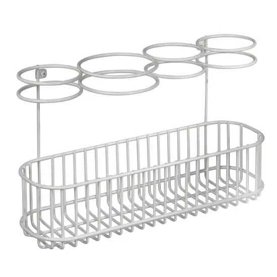 mDesign Metal Cabinet/Wall Mount Hair Care Styling Tool Storage Basket {4}