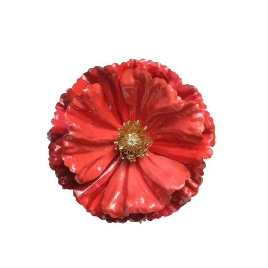 Northlight Shiny Poppy Flower Clip Christmas Ornament - 4.75" - Coral Pink {1}