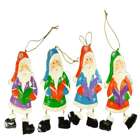 CC Christmas Decor 192ct Red Iridescent Glittered Santa Claus Caroler Christmas Ornaments 5.5" {1}