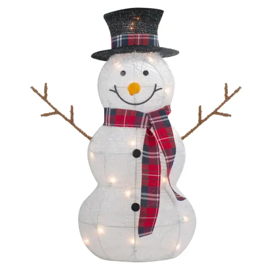 Northlight Lighted Tinsel Snowmen Family Christmas Yard Decorations - Clear Lights - Set of 2 White {4}