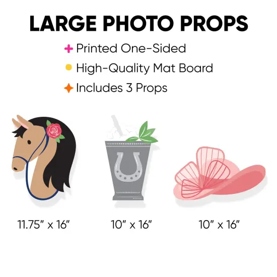 Big Dot of Happiness Kentucky Horse Derby - Fascinator Hat, Mint Julep, and Horse Decorations - Horse Race Party Large Photo Props - 3 Pc {4}
