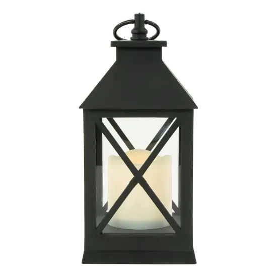 Northlight LED Lighted Lantern with Flameless Candle - 9" - Black {3}