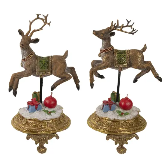 Northlight Glittered Reindeer Christmas Stocking Holders - 9.5" - Set of 2 Brown {1}