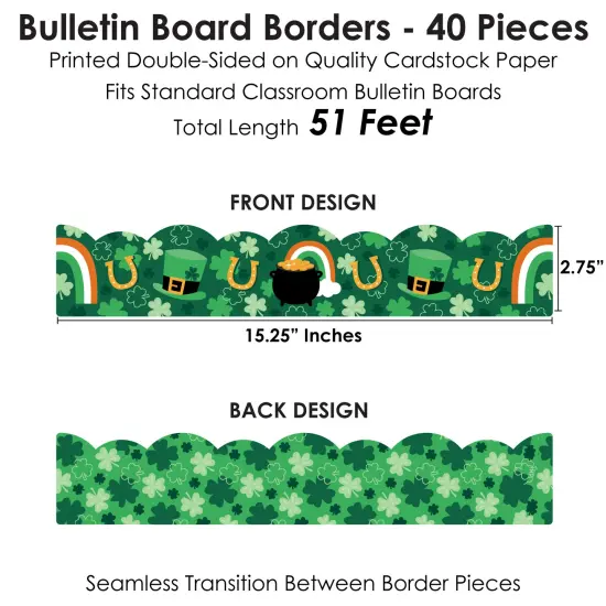 Big Dot of Happiness Lucky St. Patrick's Day - Scalloped Classroom Decor - Bulletin Board Borders - 51 Feet {4}