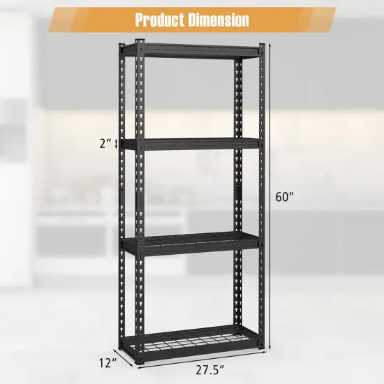Costway 1/2/3/4 PCS 4-Tier Metal Shelving Unit Heavy Duty Wire Storage Rack with Anti-slip Foot Pads Black {3}