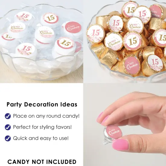 Big Dot of Happiness Mis Quince Anos - Quinceanera Sweet 15 Birthday Party Small Round Candy Stickers - Party Favor Labels - 324 Count {6}