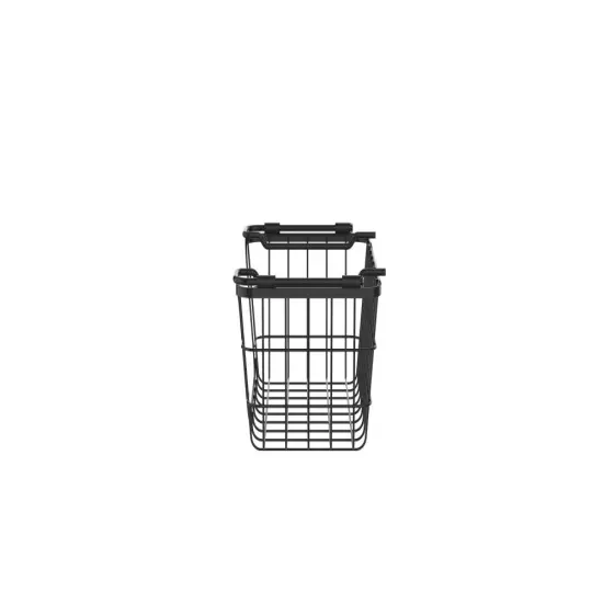 Oceanstar Stackable Metal Wire Storage Basket Set for Pantry, Countertop, Kitchen or Bathroom, Black, Set of 3 {4}