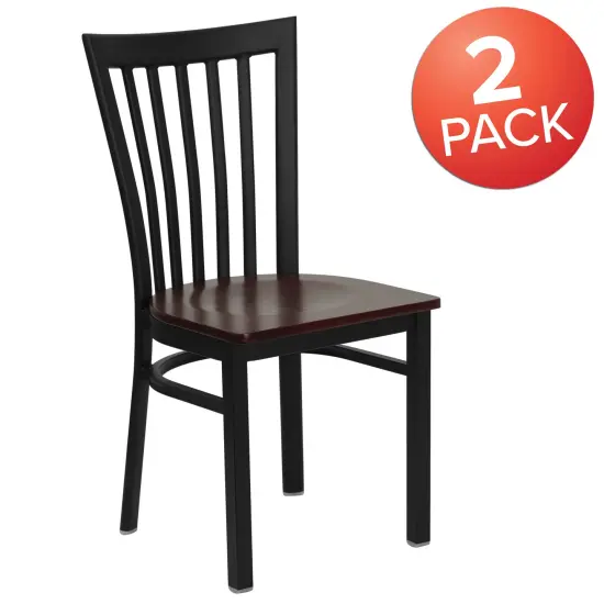 Emma and Oliver 2 Pack School House Back Metal Restaurant Chair Mahogany/BlackMetal {5}