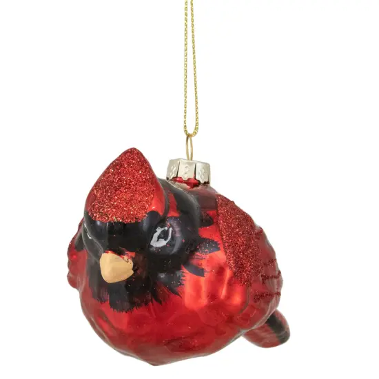 Northlight Glittered Cardinal Hanging Glass Christmas Ornament - 5.5" - Light Red {5}