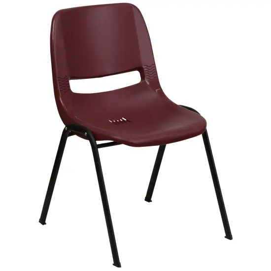 Emma and Oliver Ergonomic Shell Student Stack Chair - Classroom Chair / Office Guest Chair Burgundy {2}