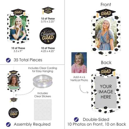 Big Dot of Happiness Hello College - Graduation Party Vertical Photo Garland 35 Pieces {4}