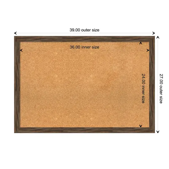 Regis Barnwood Narrow Wood Framed Corkboard, Natural Cork Regis Barnwood Mocha {3}